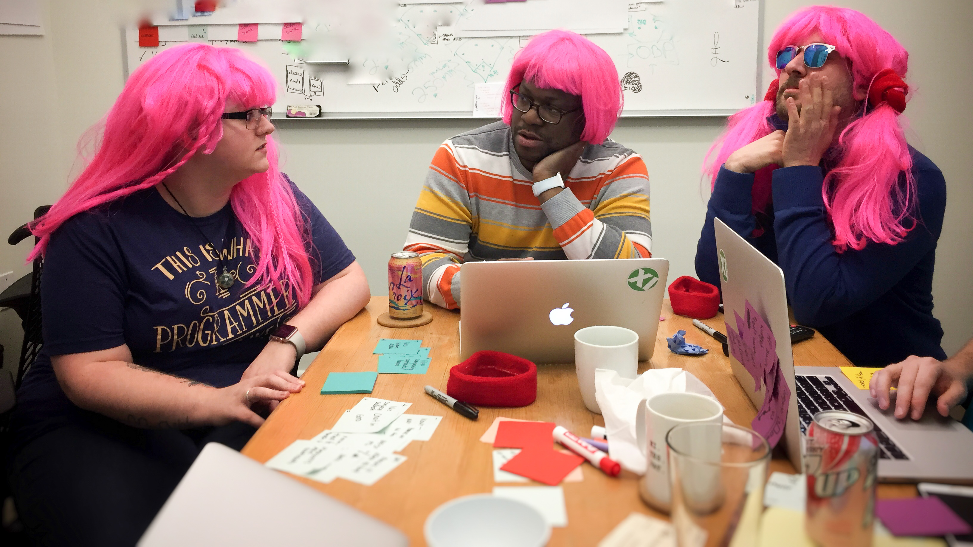 UX team wearing wigs