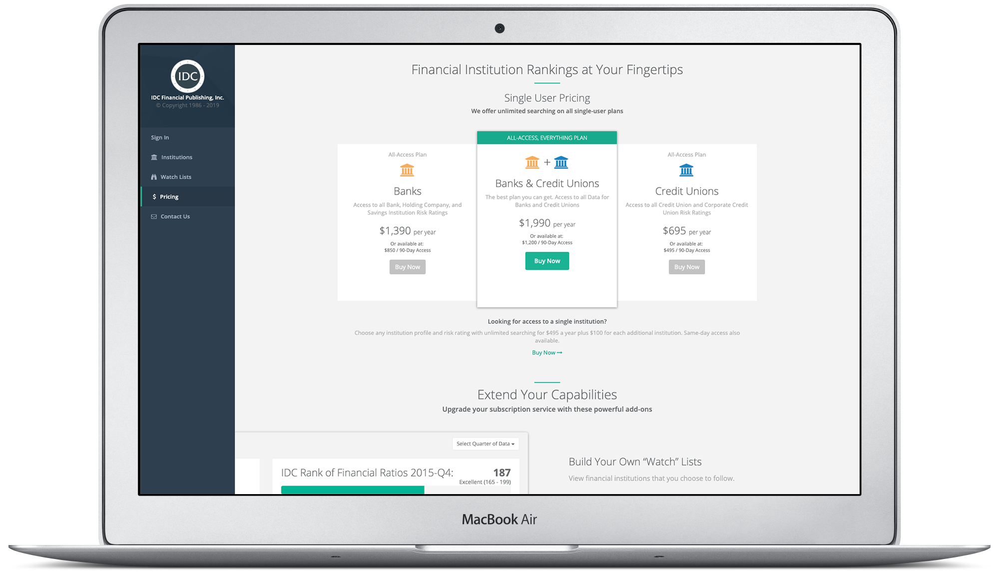 IDC pricing page